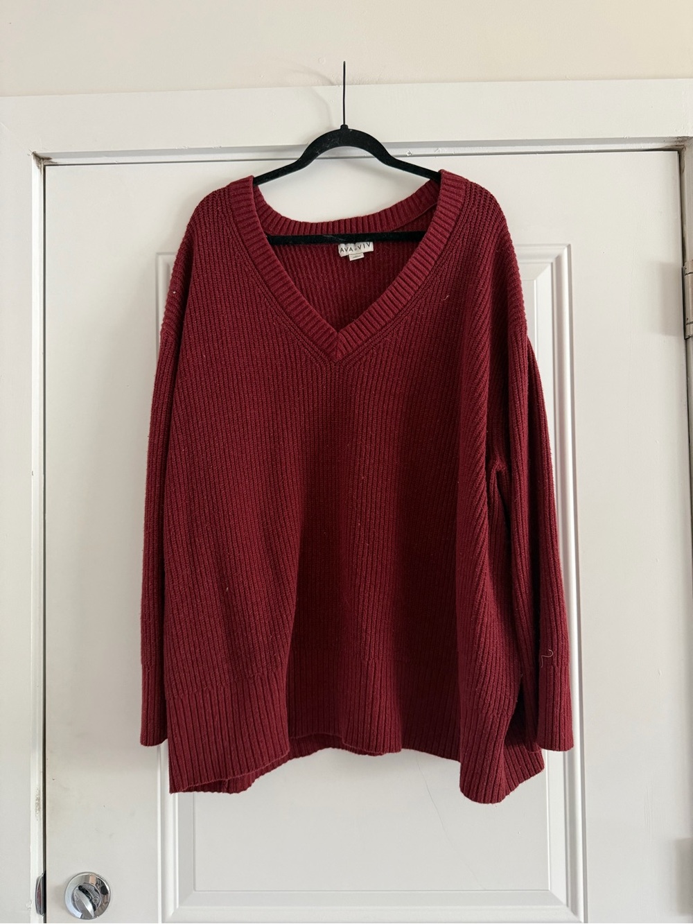 Ava&Viv Ribbed Sweater - Burgundy